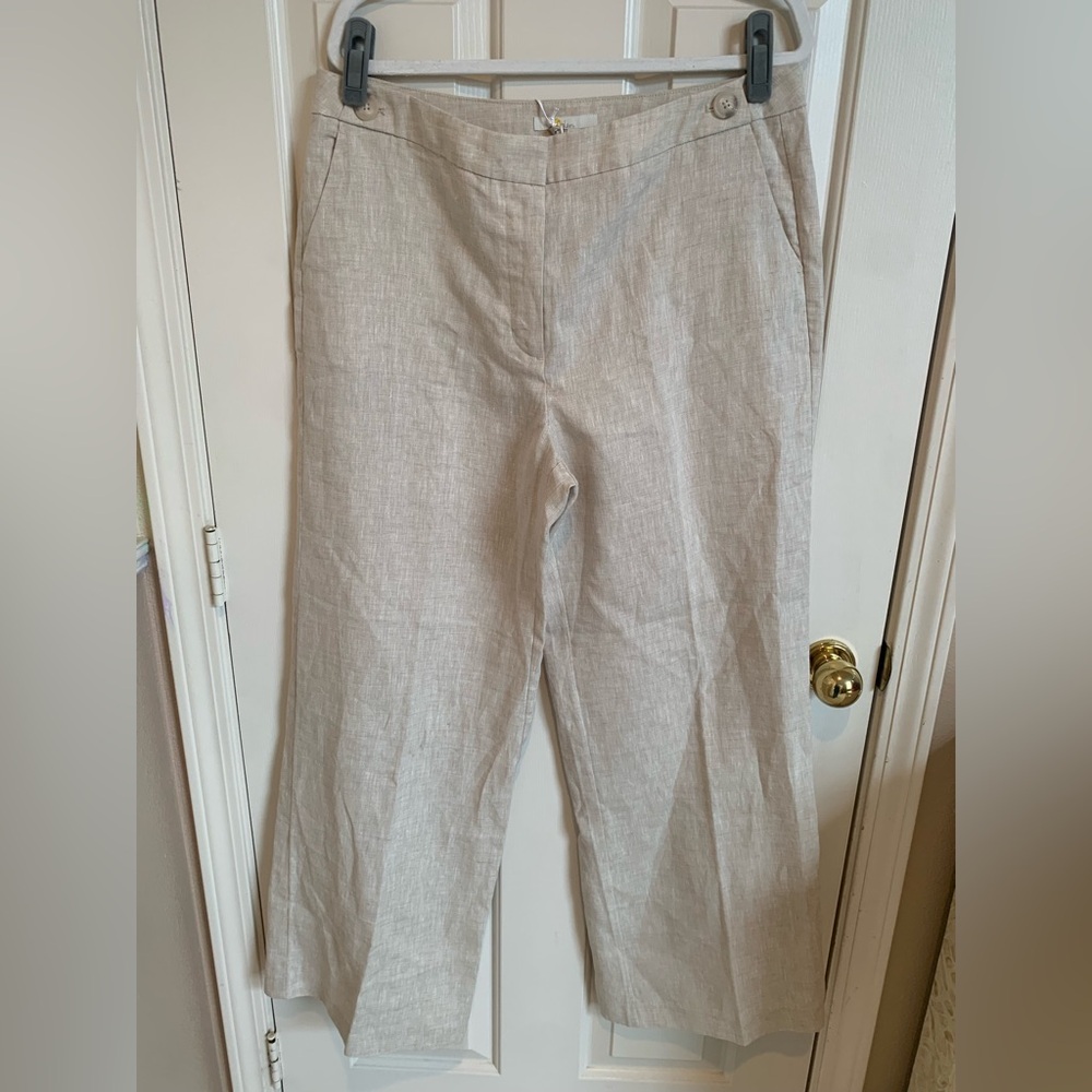 Boden linen pants in oatmeal. NWT. Wide leg perfection. Size 12R. Gorgeous! - Picture 2 of 7